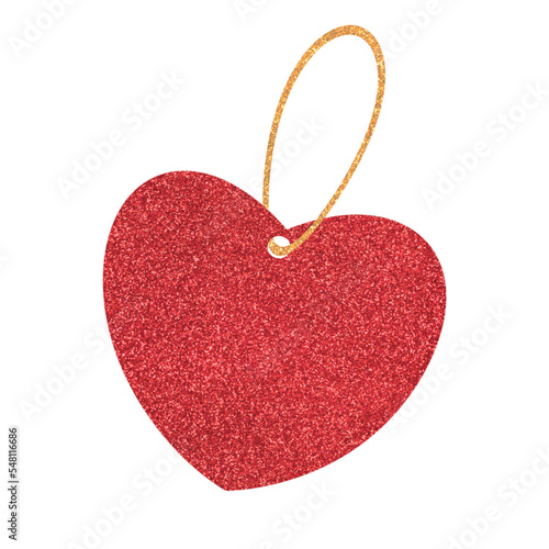 Glittering Red Heart Tag