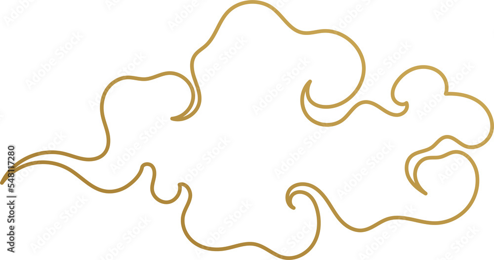 Chinese Cloud Gold Outline Chinese Cloud Gold Outline