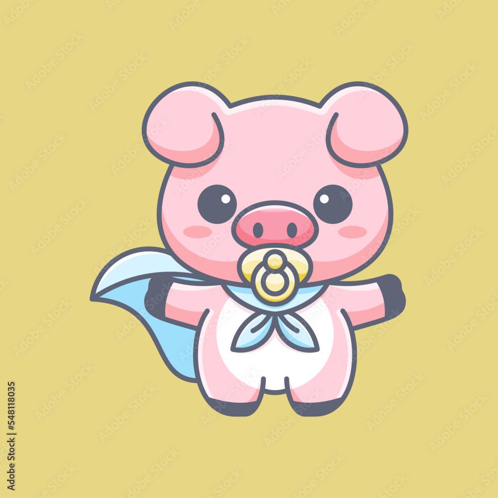 Obraz premium BABY PIG SUPER HERO