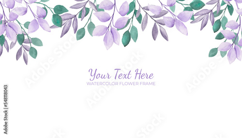 Manual painted of aesthetic watercolor leaves as background frame.