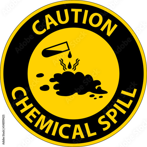 Caution Chemical Spill Sign On White Background