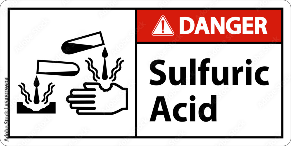 Naklejka premium Danger Sulfuric Acid Sign On White Background