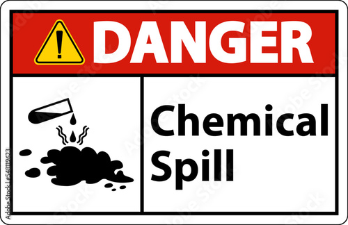 Danger Chemical Spill Sign On White Background