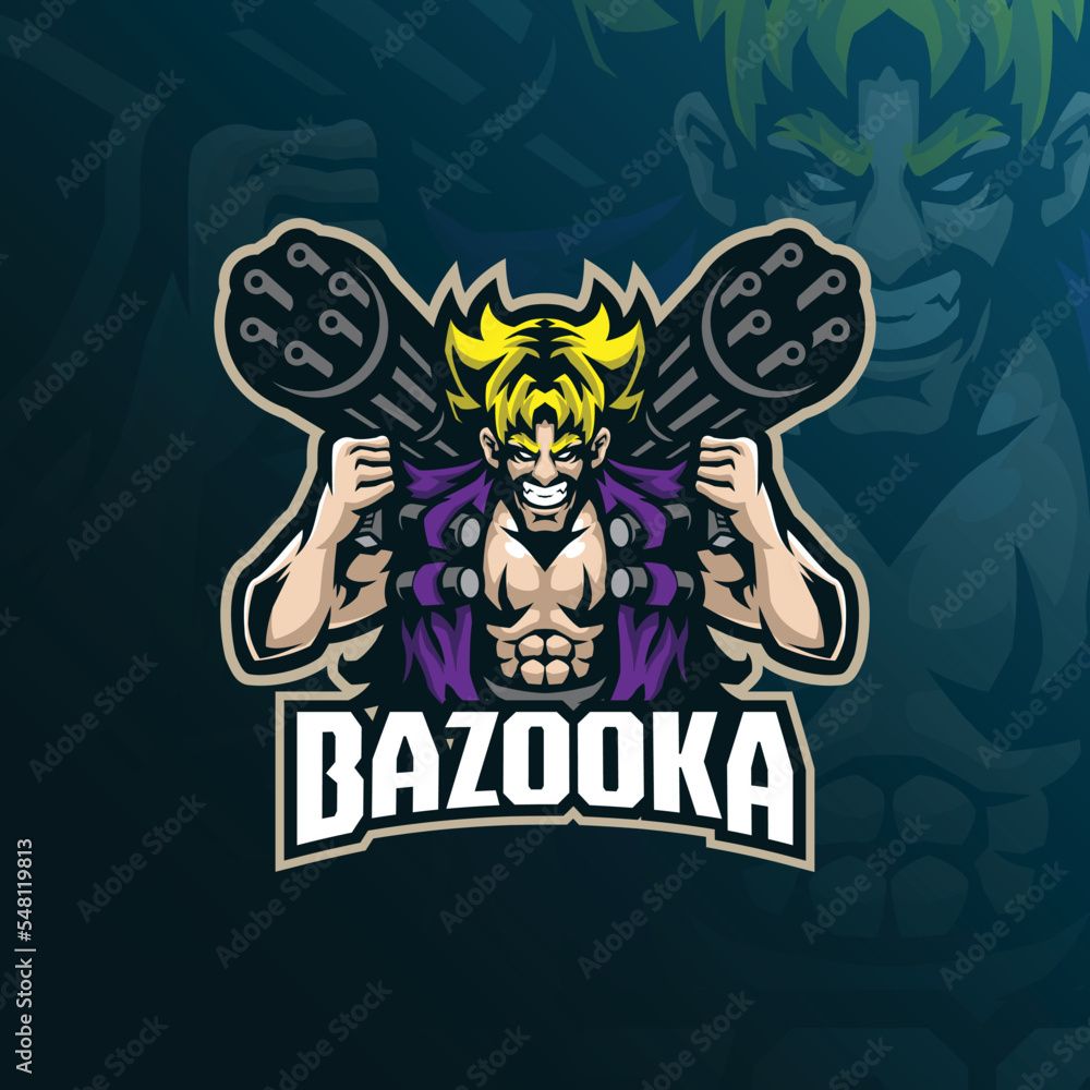 bazooka mascot logo design vector with modern illustration concept style for badge, emblem and t shirt printing. angry bazooka illustration.