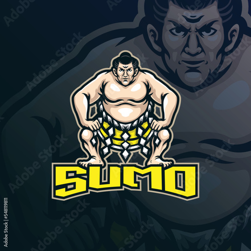 sumo mascot logo design vector with modern illustration concept style for badge, emblem and t shirt printing. angry sumo illustration for sport and esport team.