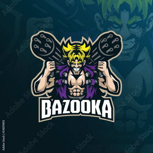 bazooka mascot logo design vector with modern illustration concept style for badge, emblem and t shirt printing. angry bazooka illustration.