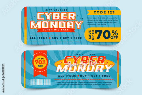 Cyber Monday voucher or coupon design template is easy to customize