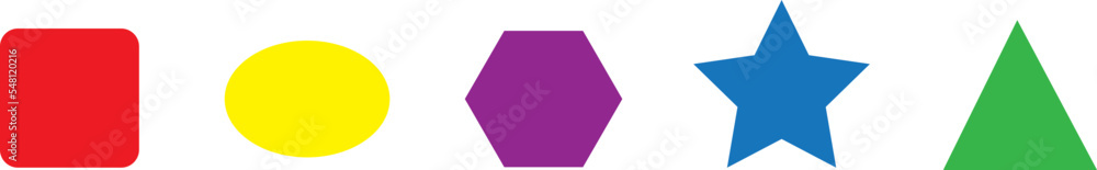 Basic geometric colorful 2D shapes collection
