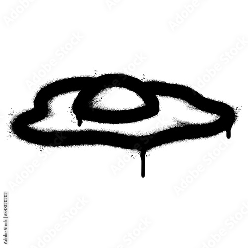 Spray Painted Graffiti Fried egg icon Sprayed isolated with a white background. graffiti Fried egg symbol with over spray in black over white. Vector illustration.