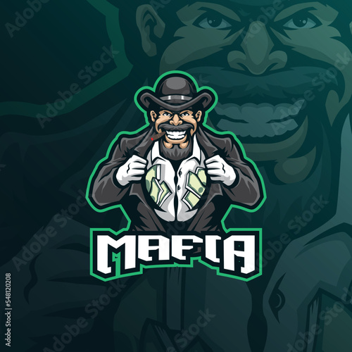 mafia mascot logo design vector with modern illustration concept style for badge, emblem and t shirt printing. mafia illustration for sport and esport team.