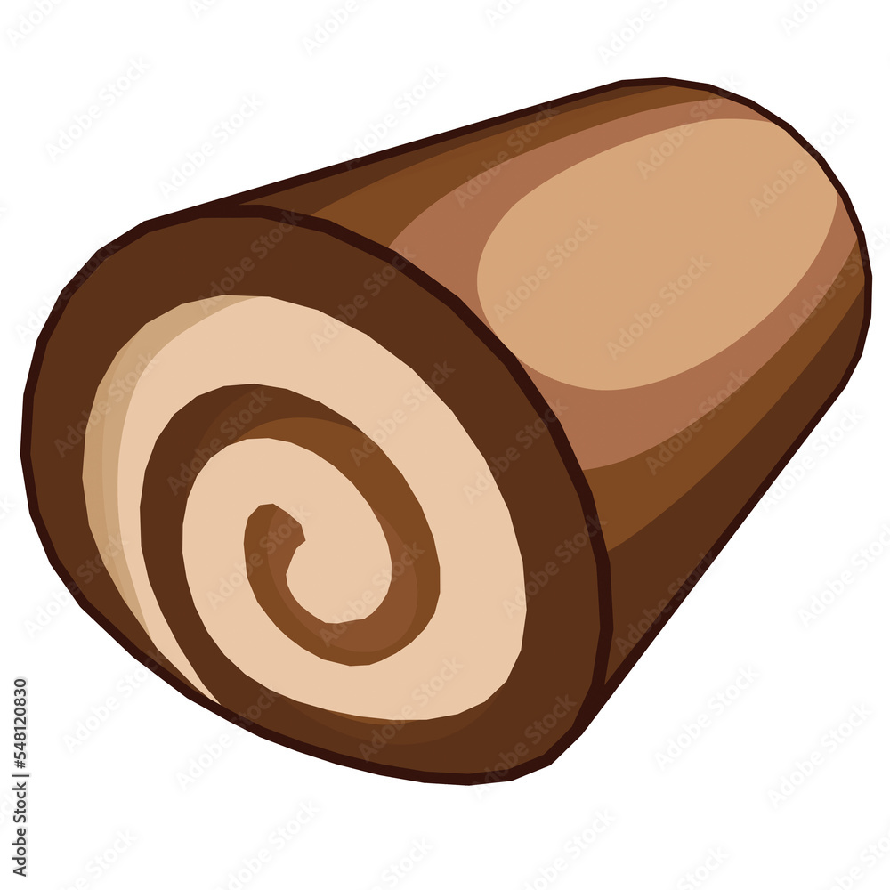 3d illustration of chocolate roll cake isolated on white background. 3d illustration of chocolate roll cake isolated on white background.