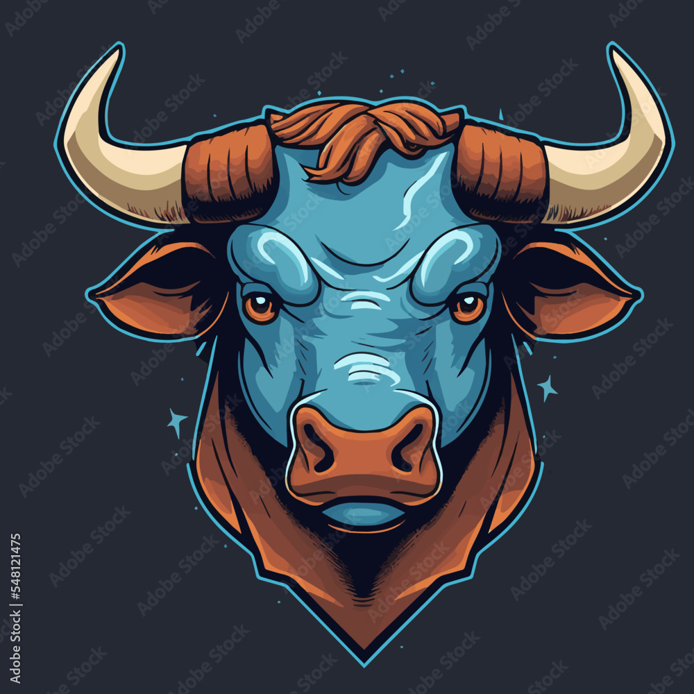 Bull Head Logo Concept. Buffalo Mascot Illustration Bull Head Logo Concept. Buffalo Mascot Illustration