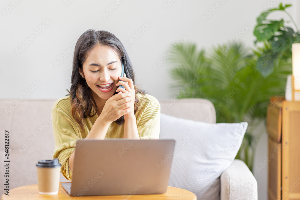 Recruitment Concept. Indian Asian Girl Browsing Work Opportunities Online, Call phone Using Job Search App or Website on Laptop, Copy Space Recruitment Concept. Indian Asian Girl Browsing Work Opportunities Online, Call phone Using Job Search App or Website on Laptop, Copy Space