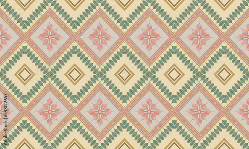 Geometric ethnic flower pattern for background,fabric,wrapping,clothing,wallpaper,Batik,carpet,embroidery style.