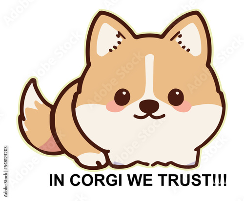 Cute corgi puppy icon logo tattoo, tribal pattern, editable vector illustration, graphic design