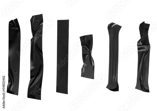 set of electrical adhesive black tape png isolated on transparent background