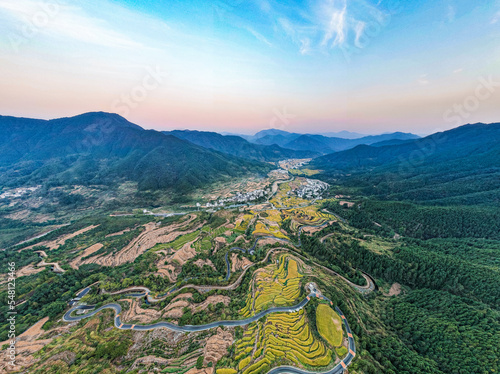 Autumn terraced landscape of Jiangling in Wuyuan, Jiangxi province photo