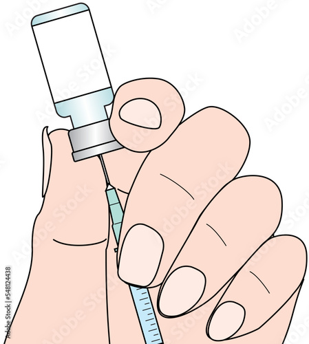 注射器に薬剤を入れる
