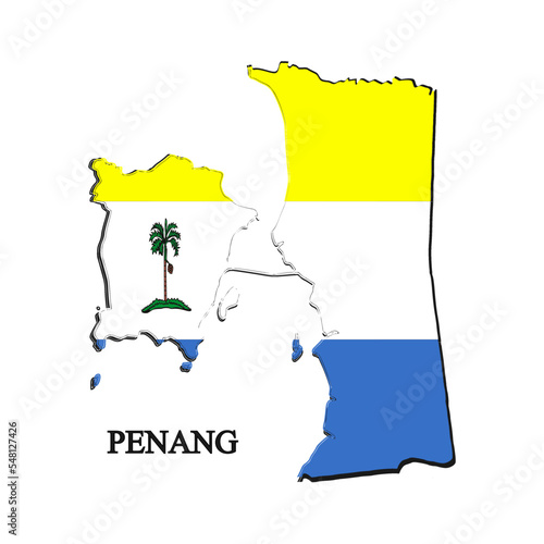 Penang map vector illustration. Malaysian city. State in Malaysia