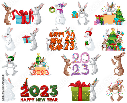 Set of 2023 new year element icon