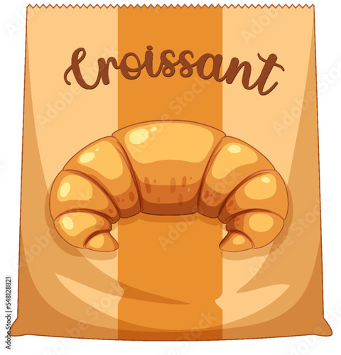 Croissant paper bag isolated