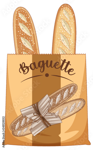Baguette bread in paper bag