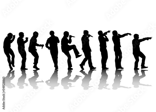 Hip-hop artists of dance on white background