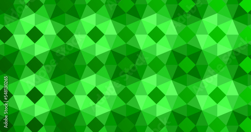 Green triangles abstract background, octagons pattern gradient green colors.