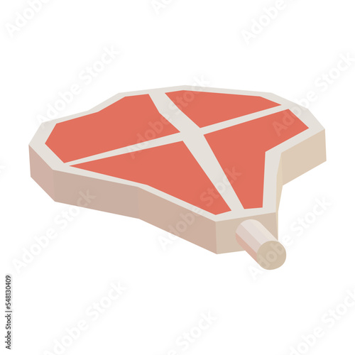 polygonal design beef steak isolated on white background,  Steak closeup, flat vector design, vector illustration