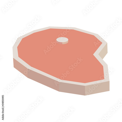 polygonal design beef steak isolated on white background,  Steak closeup, flat vector design, vector illustration