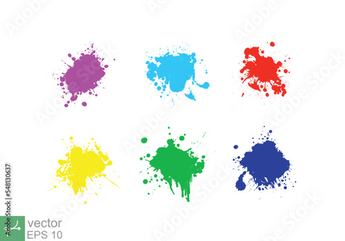 Full color ink splashes. Grunge splatters. Abstract background. Paint, color, pattern, texture, watercolor, banner template. Vector illustration isolated on white background. EPS 10.