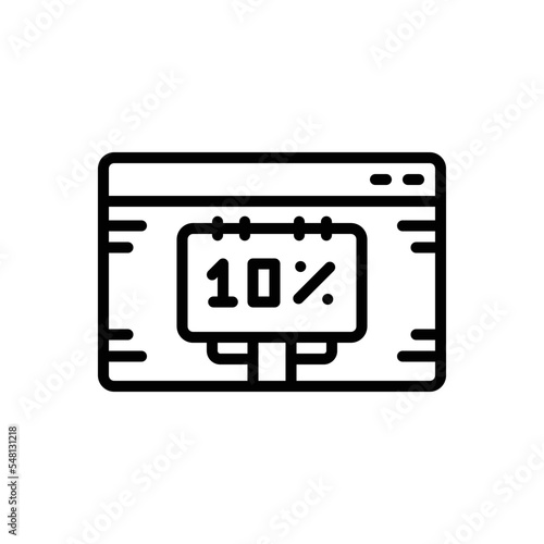 Black line icon for rebate 