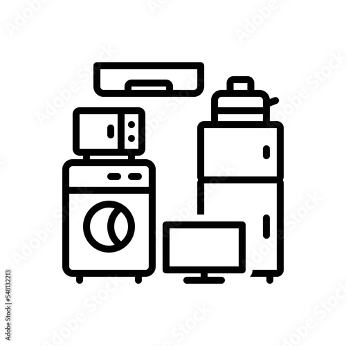 Black line icon for appliances