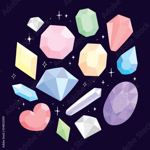 きらきらした宝石セット黒背景