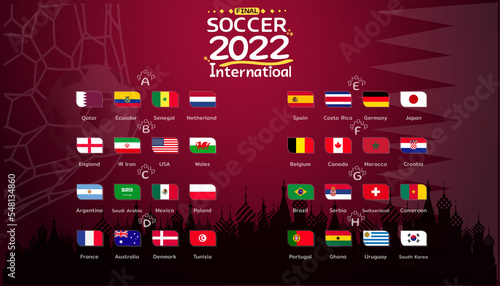 concepts and modern ideas.LOGO "Final Soccer 2022 international". with qatar.national flag various.