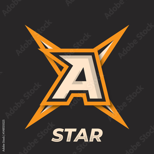 Initial simple esport logo design element, gamer logo, star icon, sword gamer, shuriken logo