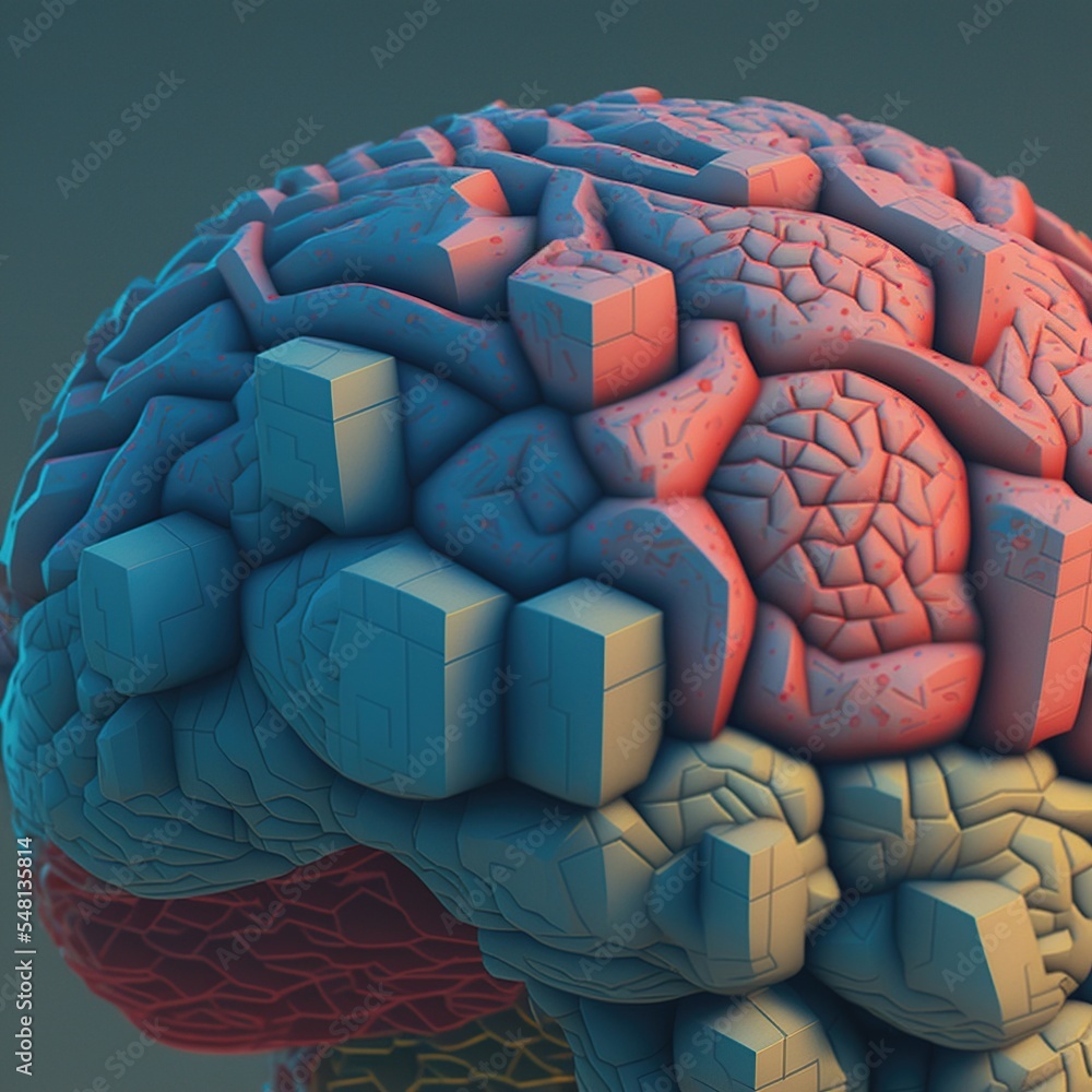 Obraz premium Brain Fusion Building Blocks. Illustration about the brain. Made by AI.