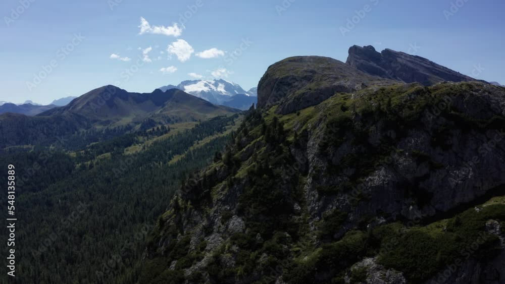 Marmolada mountain in Dolomites Italy, cinematic aerial reveal Marmolada mountain in Dolomites Italy, cinematic aerial reveal