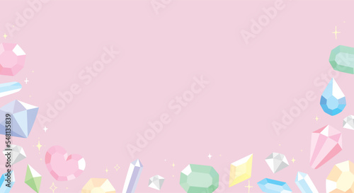 宝石の散らばったピンクの背景