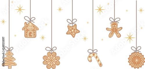 Cute Christmas Gingerbread Man Bake Decoration Doodle Illustration Graphic Element 