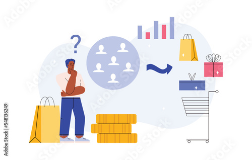 Customer insight information for analyze consumer behavior, vector isolated.