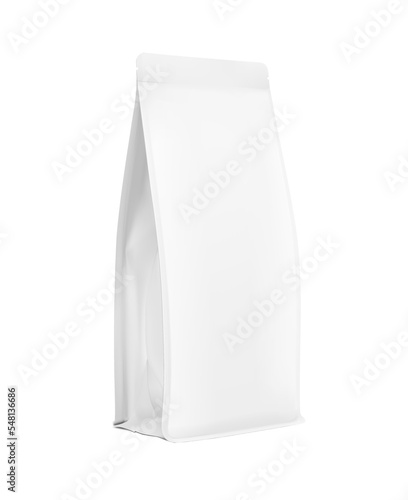 Flat bottom pouch with zipper. Vector illustration mockup isolated on white background. Suite for the presentation of coffee, food, for pets, household, etc. EPS10.	