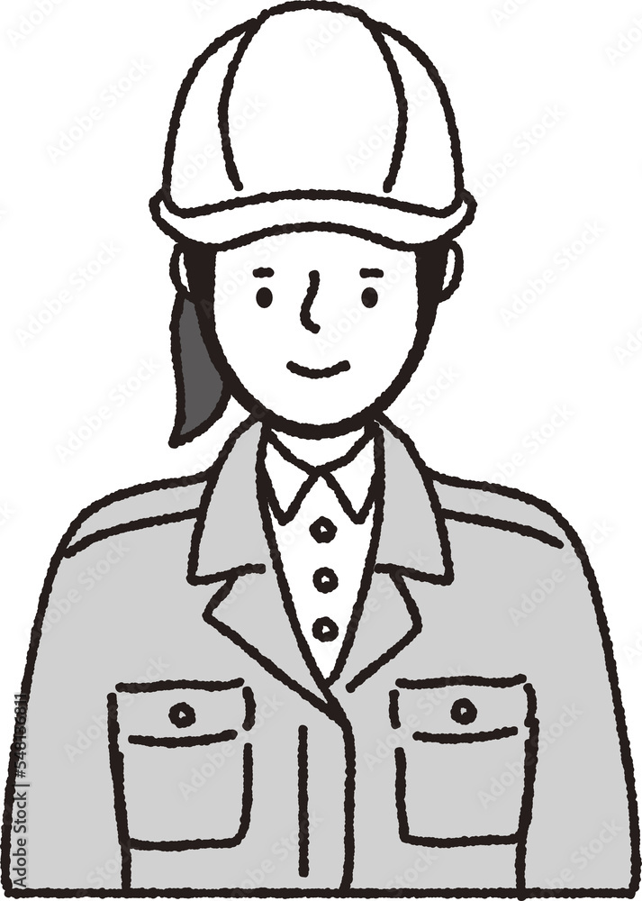 ヘルメット作業着姿の女性