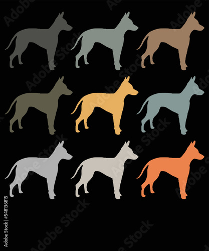 American hairless terrier Multiple Color Silhouetted T-shirt