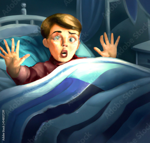 Obraz na płótnie Kids having bad sleep because of bad dreams