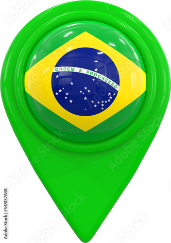 Brazil flag pin map 3d 