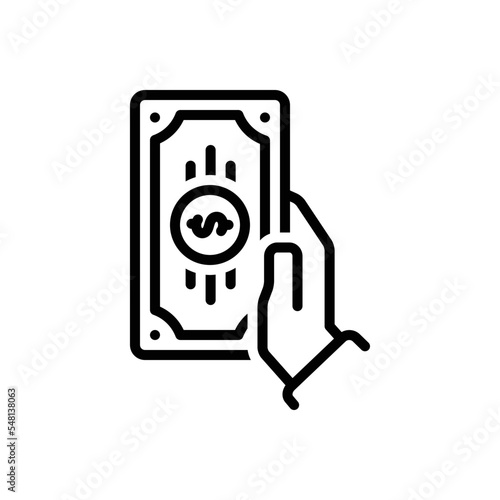 Black line icon for cash