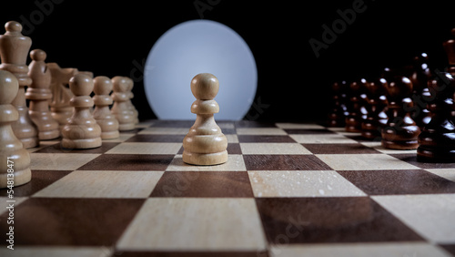 Playing chess pawn move E2-E4