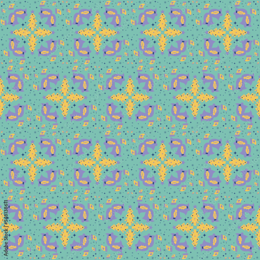 Bell Holly Berry Christmas Tree Star Seamless Pattern Background Garden Nature Winter Art Bell Holly Berry Christmas Tree Star Seamless Pattern Background Garden Nature Winter Art