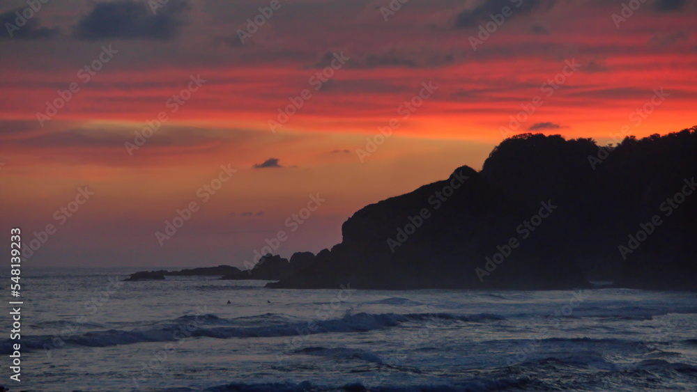Sunset at the beach in Zipolite, Mexico